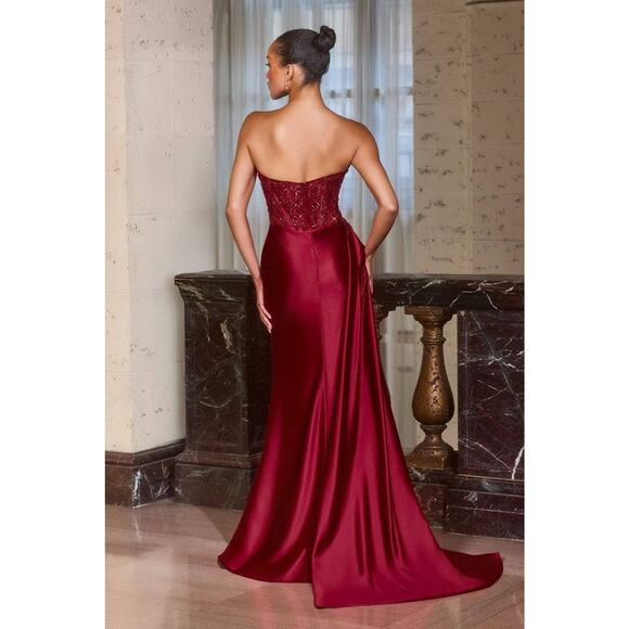 NWT Ladivine Evening Gown Dress Women Size 0 Rose Pink One Shoulder Satin Glam - Picture 4 of 13